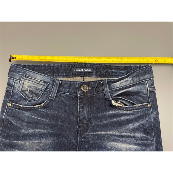 Club Coo’s Flared Jeans Denim Sz 29 30x31 Dark Wash Large Bow Embroidery Y2K - Picture 4 of 12